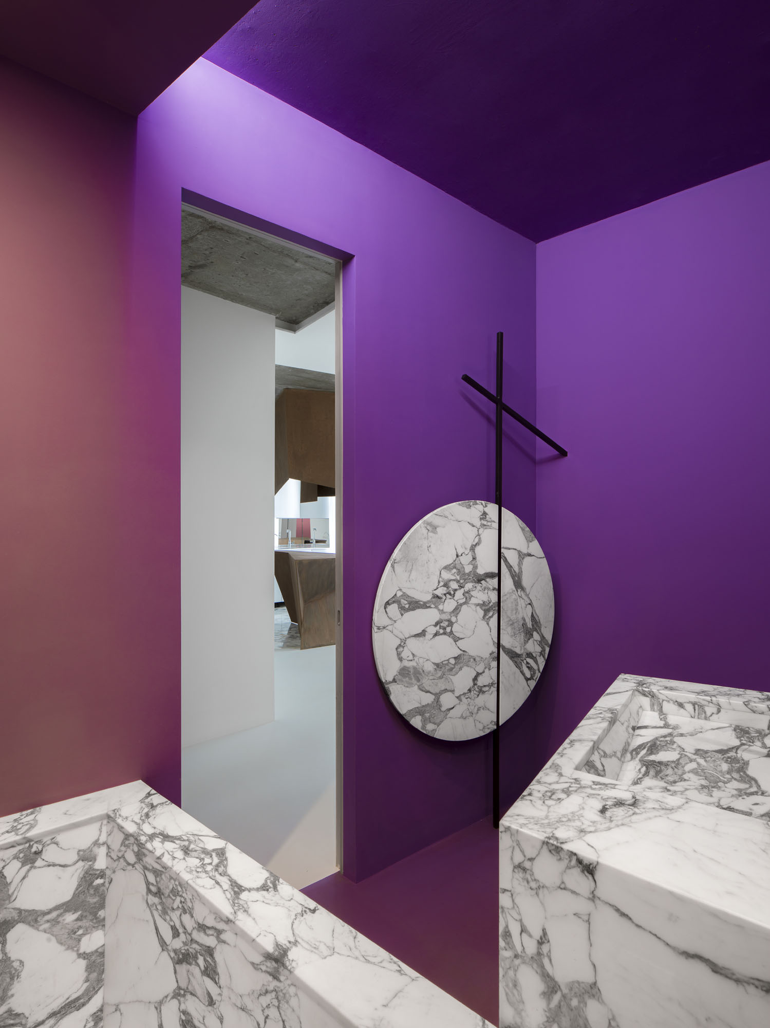 interior of a purple room