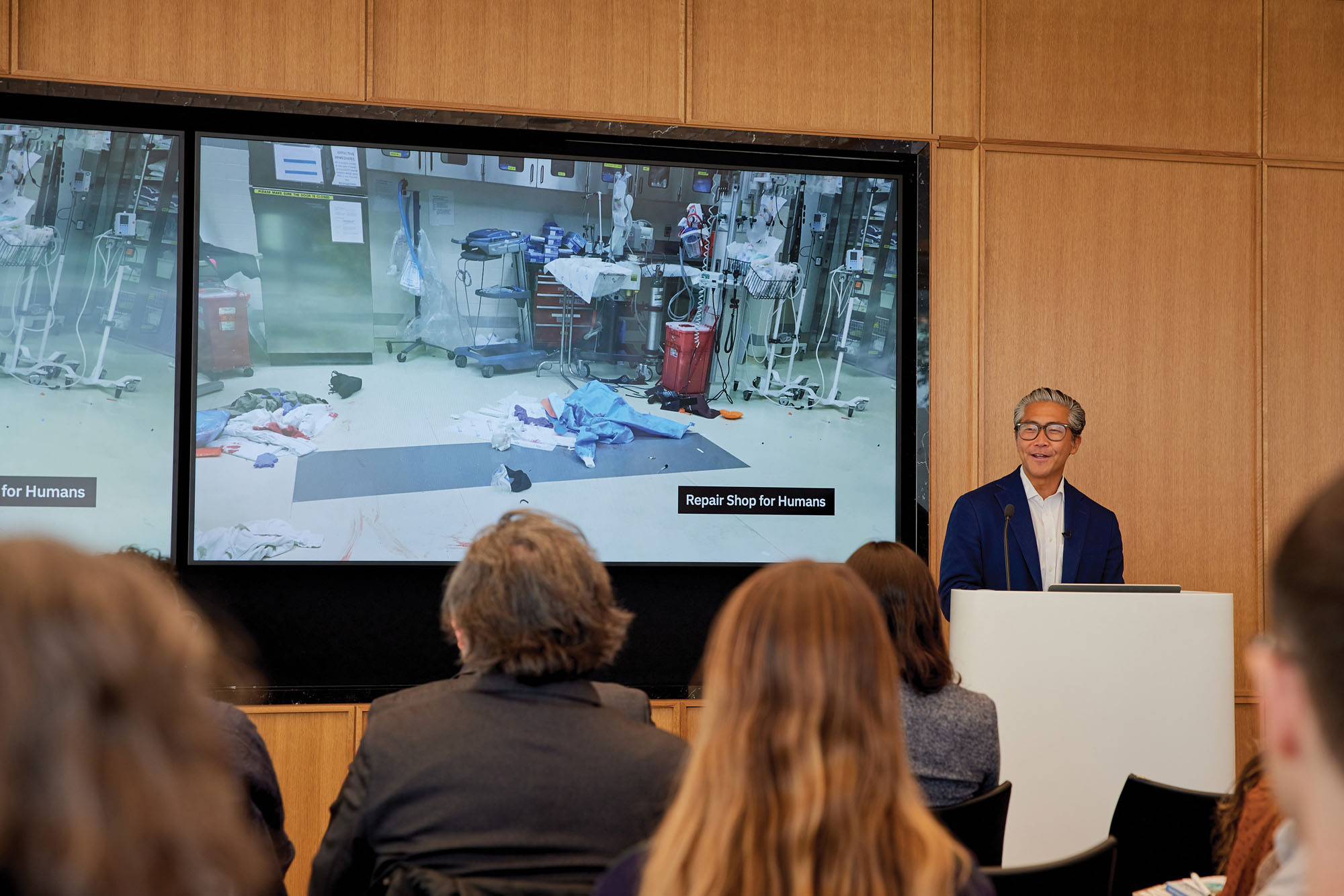 a photograph of Dr. Bon Ku speaking at Design Optimism