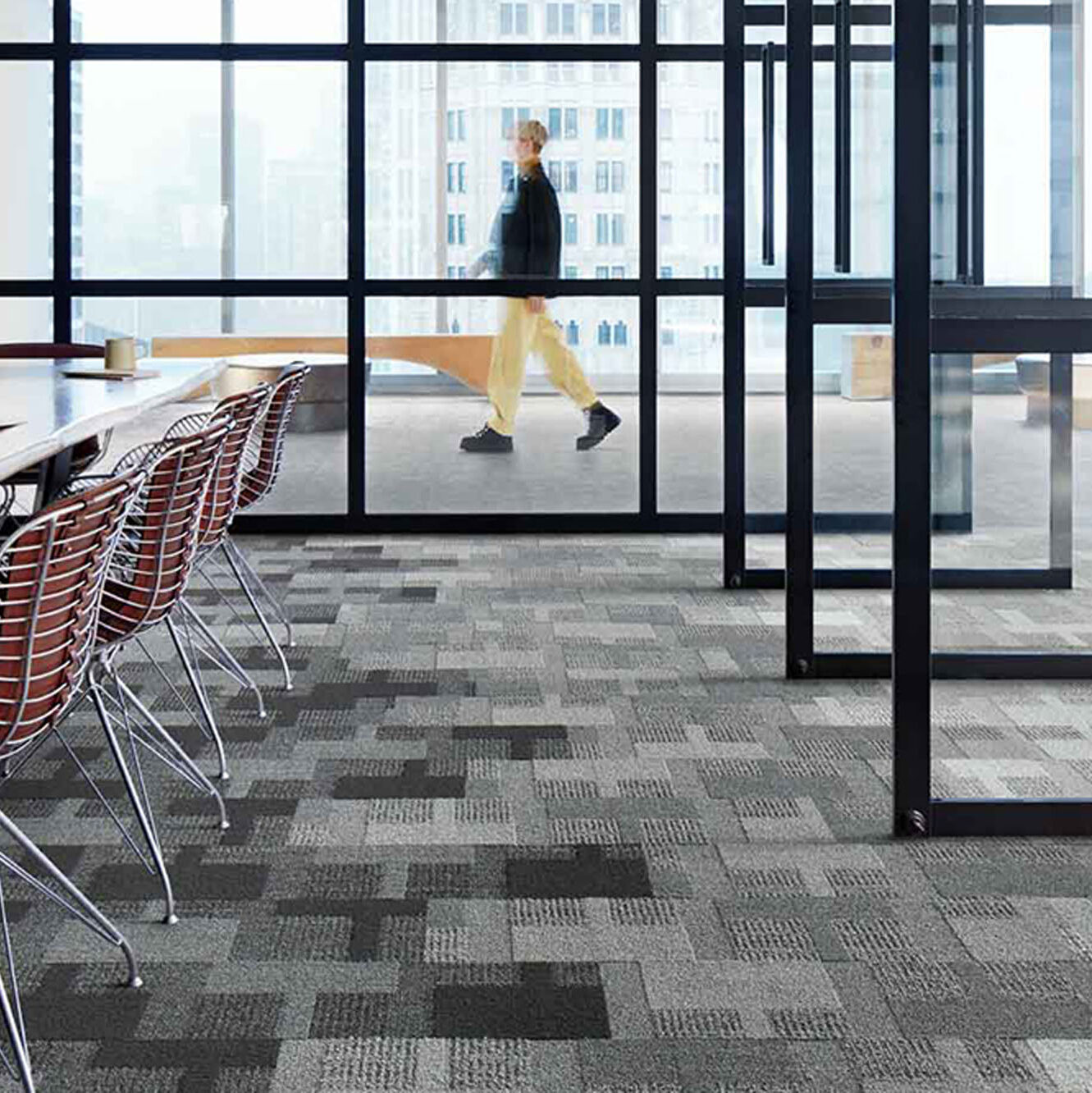interior of an office with a carpet