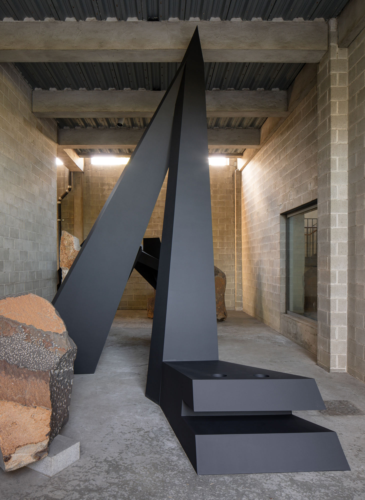 installation view of sculptures inside the noguchi museum
