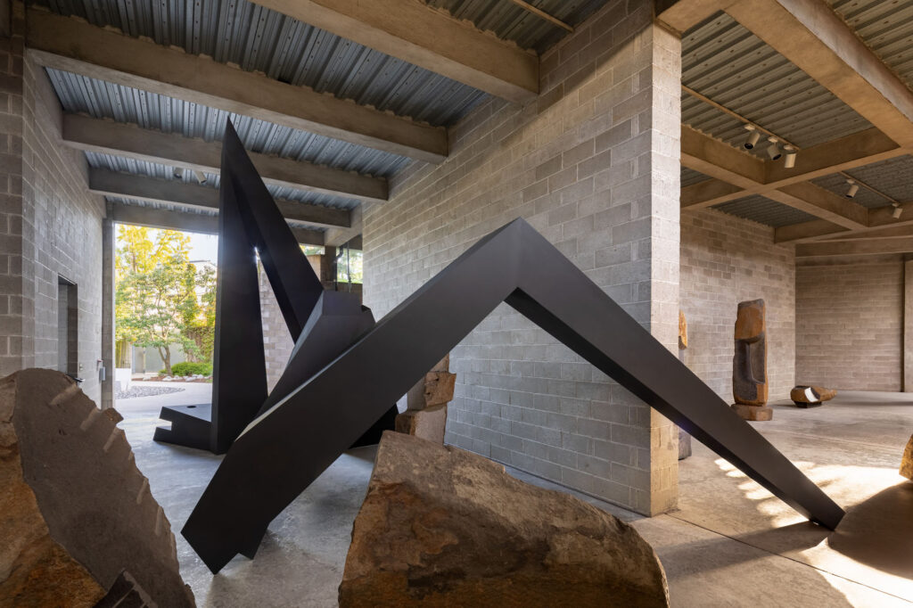 Installation view of sculptures at the noguchi museum