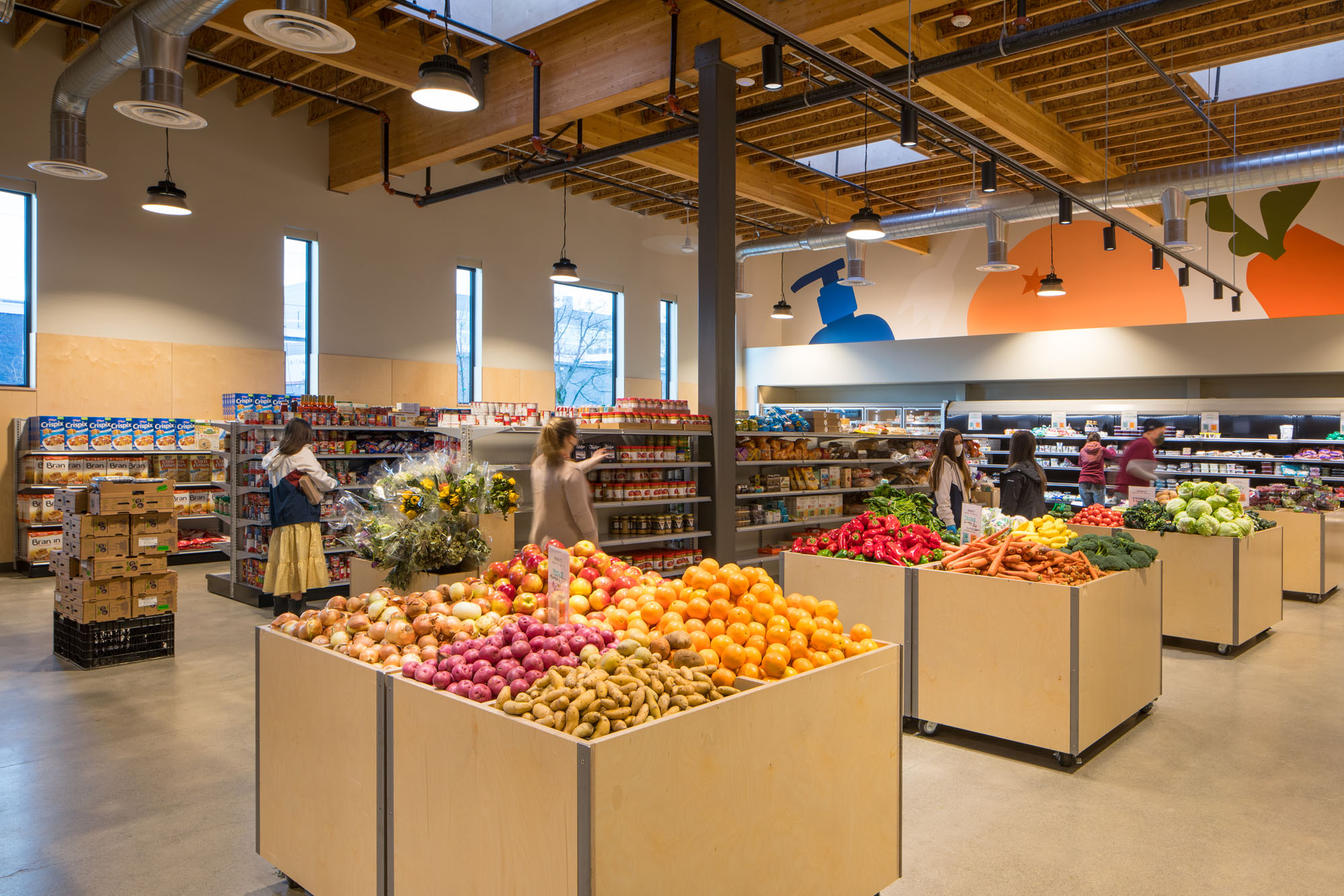 interior of the food shopping area of the Ballard Food Bank