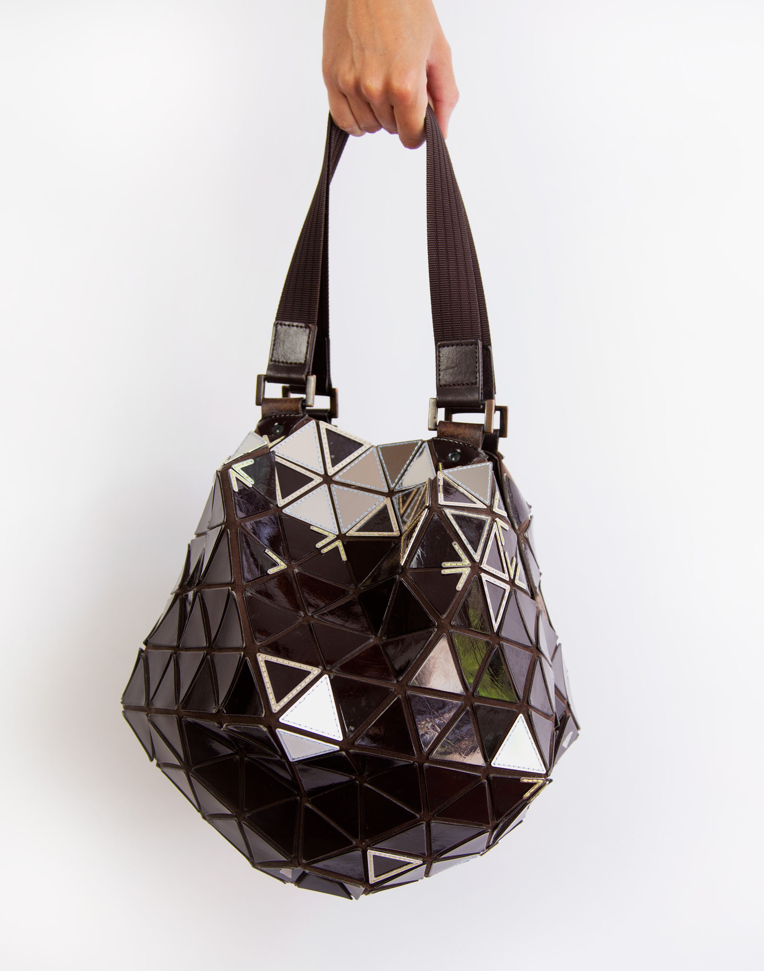an image of a black geometric bag. 