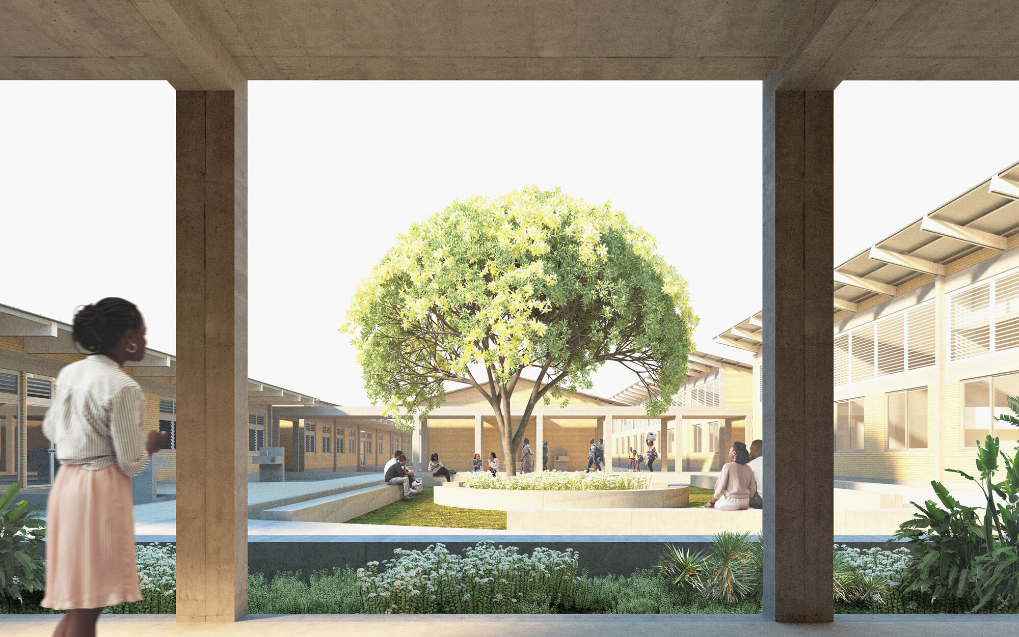 rendering of hospital courtyard