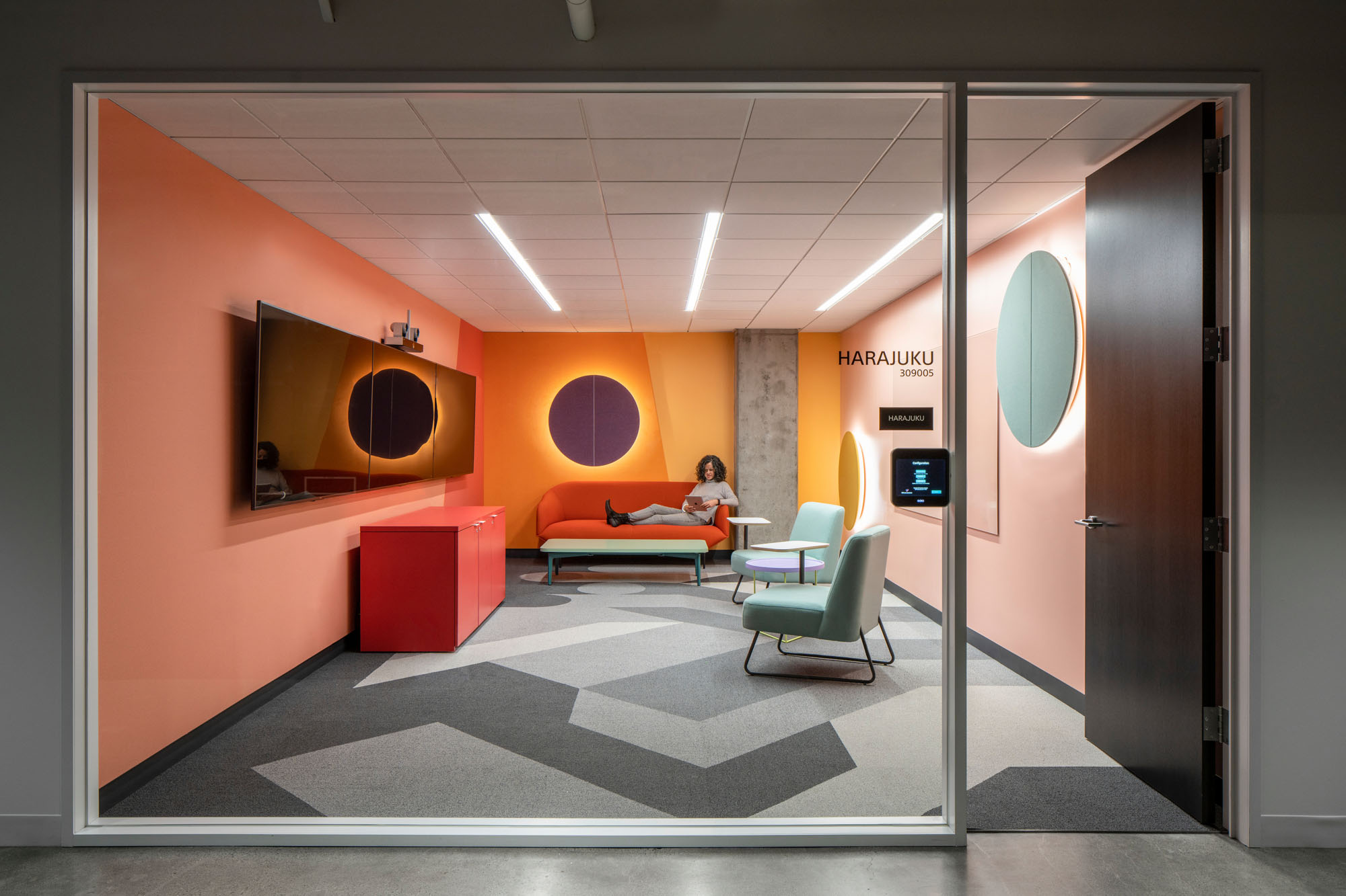 interior of colorful millennial style office
