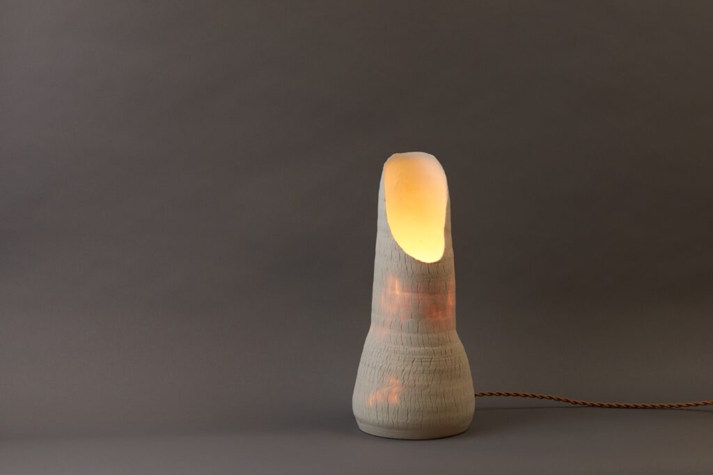 image of a table lamp made out of porcelain