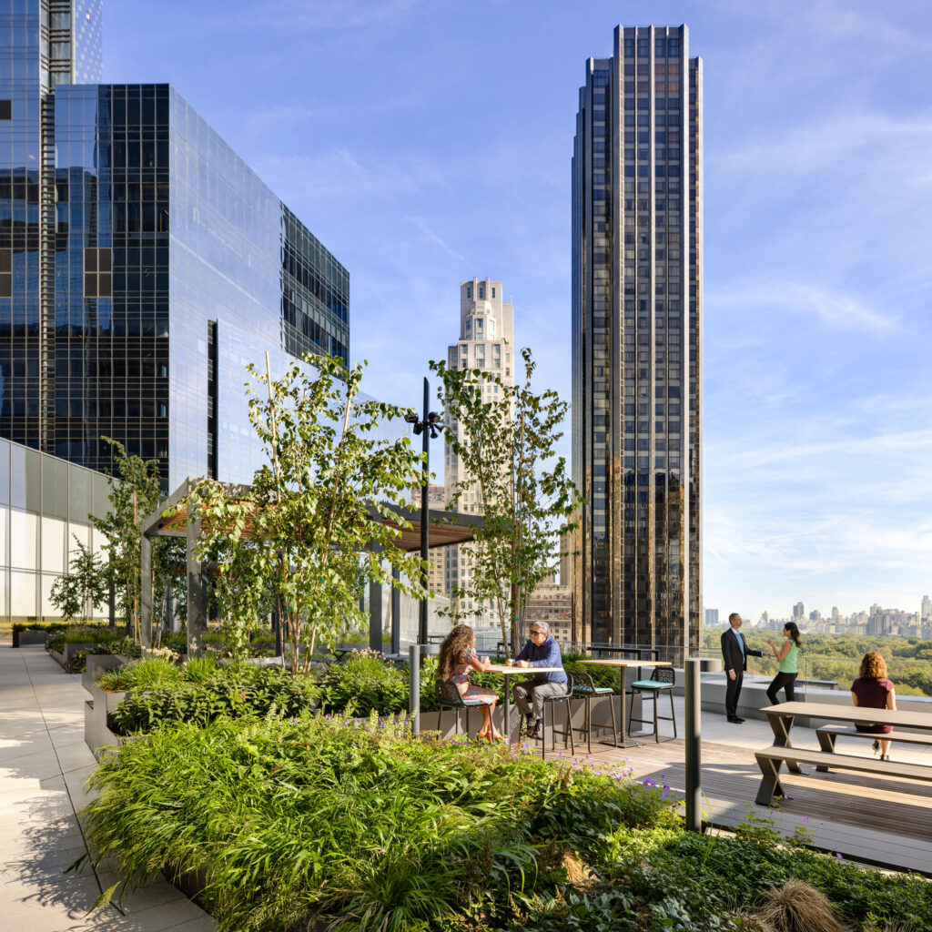 the terrace at Deutsche Bank's headquarters overlooks central park