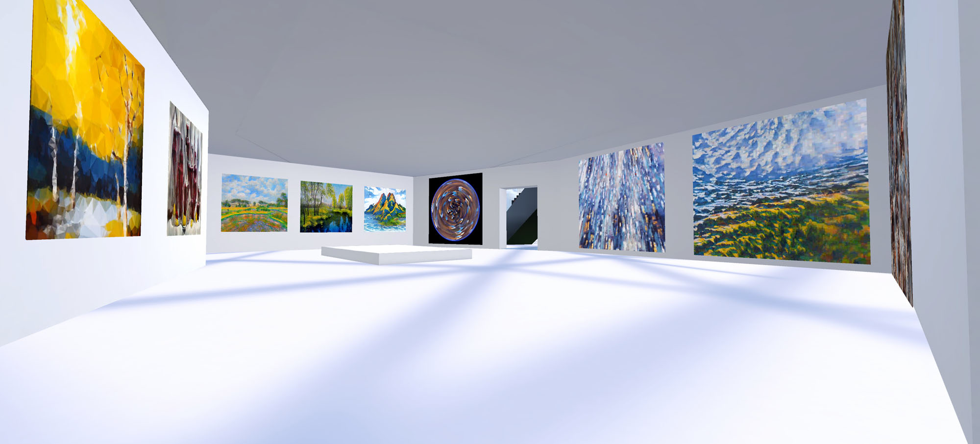 A virtual gallery in a the Sminti Metaverse environment 