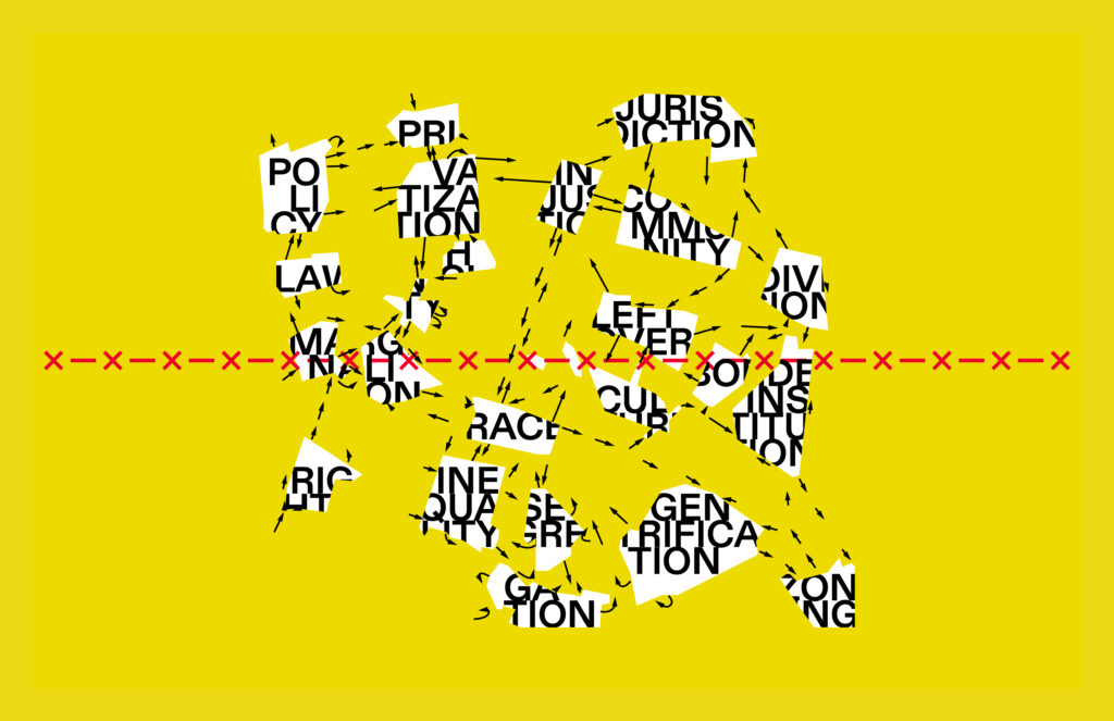 a yellow tinted diagram by Estudio teddy cruz + fonna forman