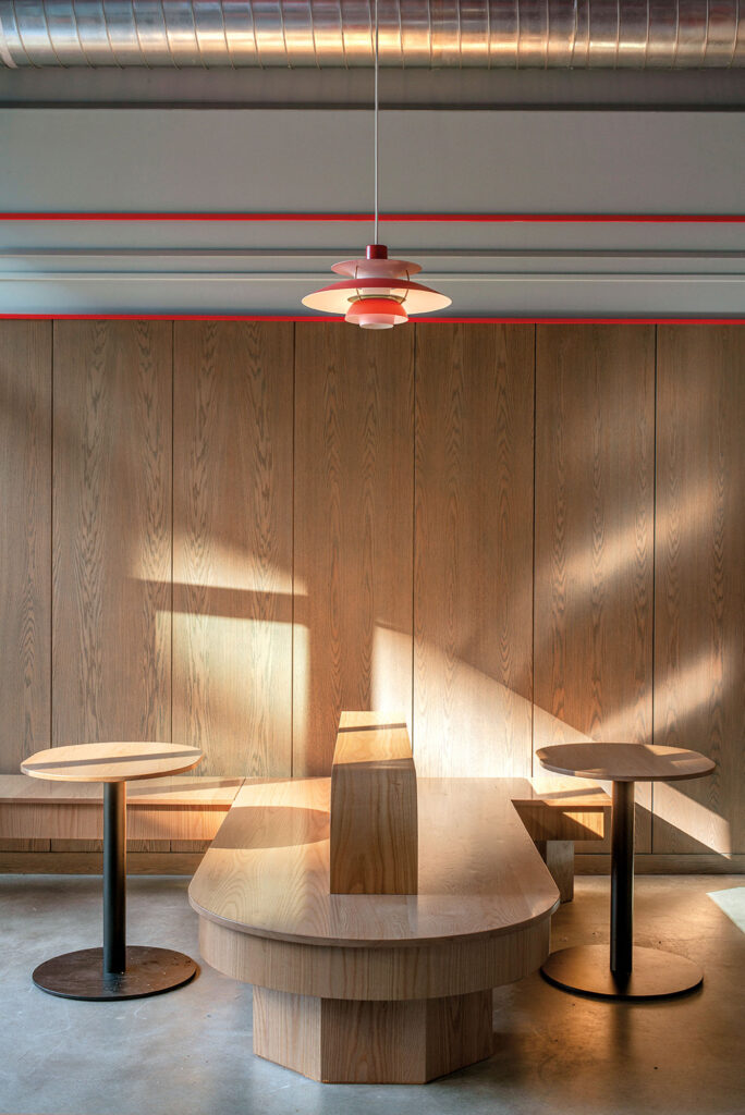 A photograph of seating in a coffee shop