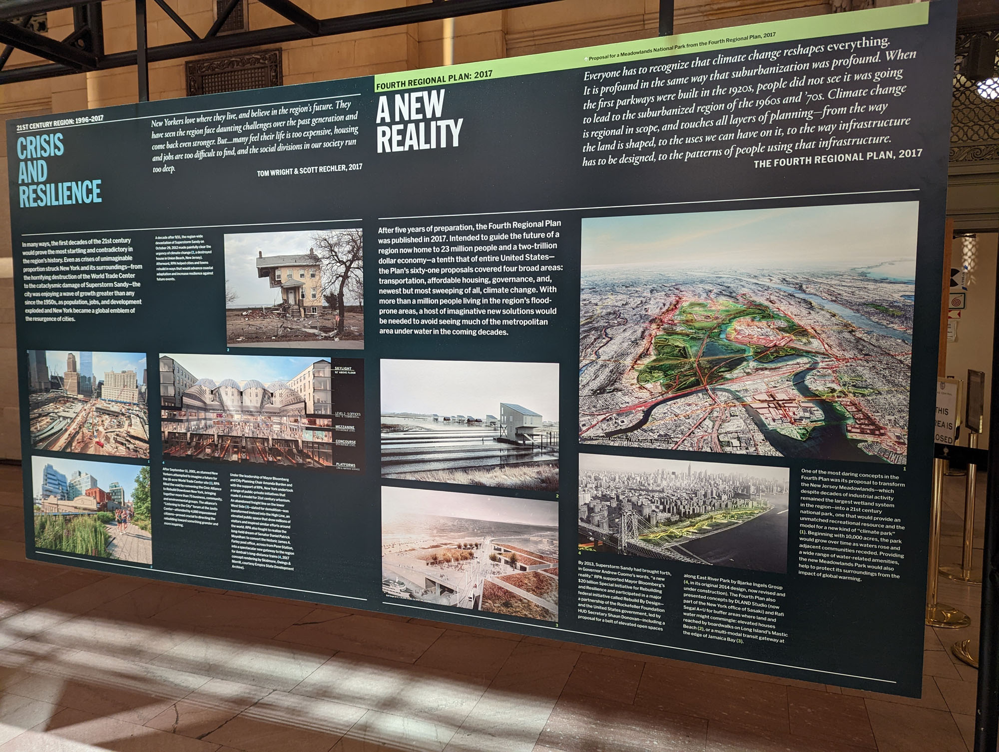  Images from the 2017 regional plan on a poster at an exhibition inside Grand Central Terminal