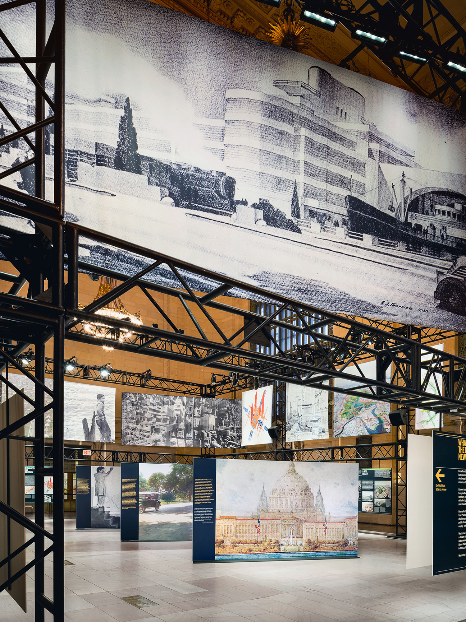 an image of an exhibition displaying historical documents from the Regional Plan Association