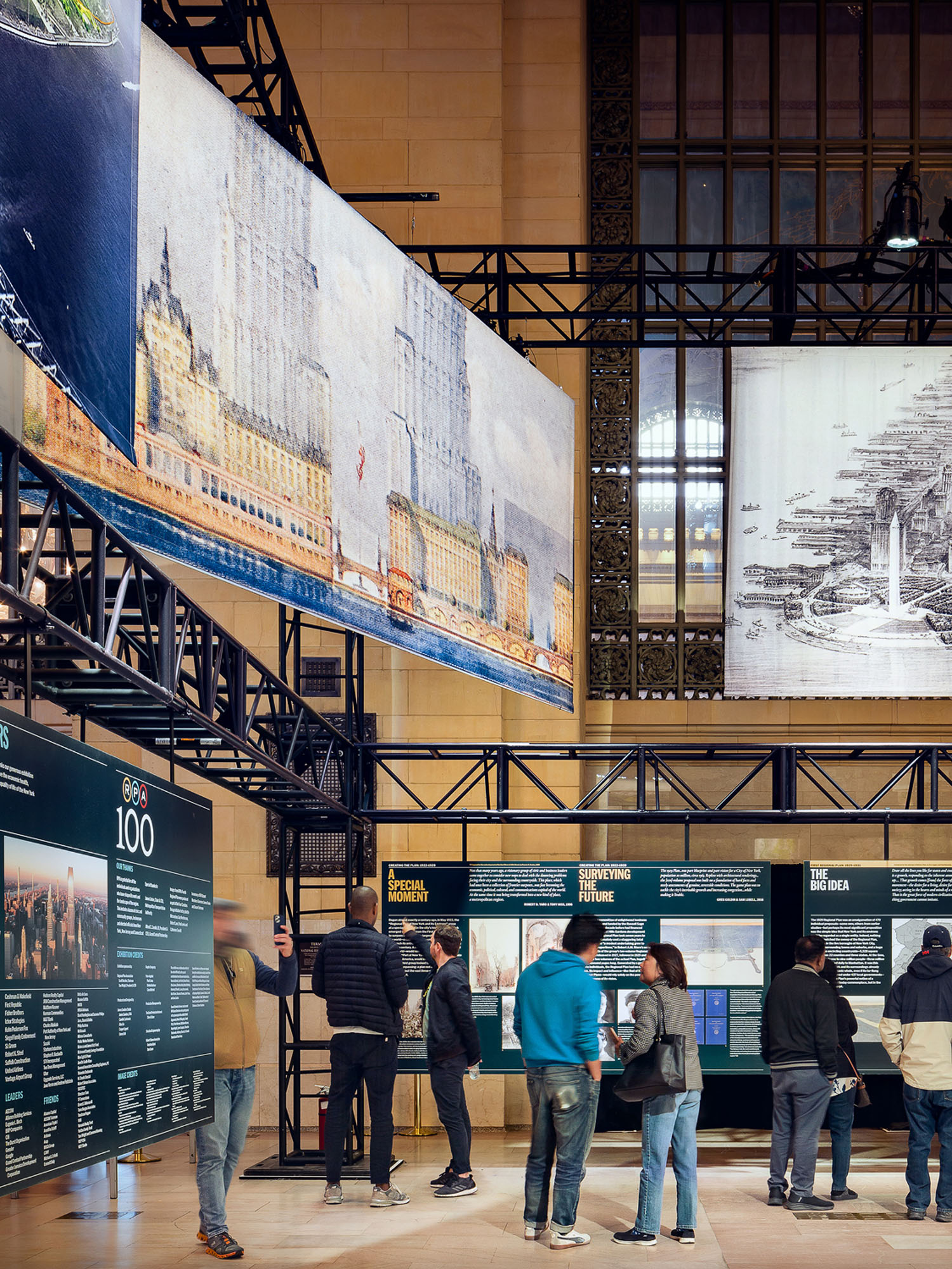 an image of an exhibition displaying historical documents from the Regional Plan Association