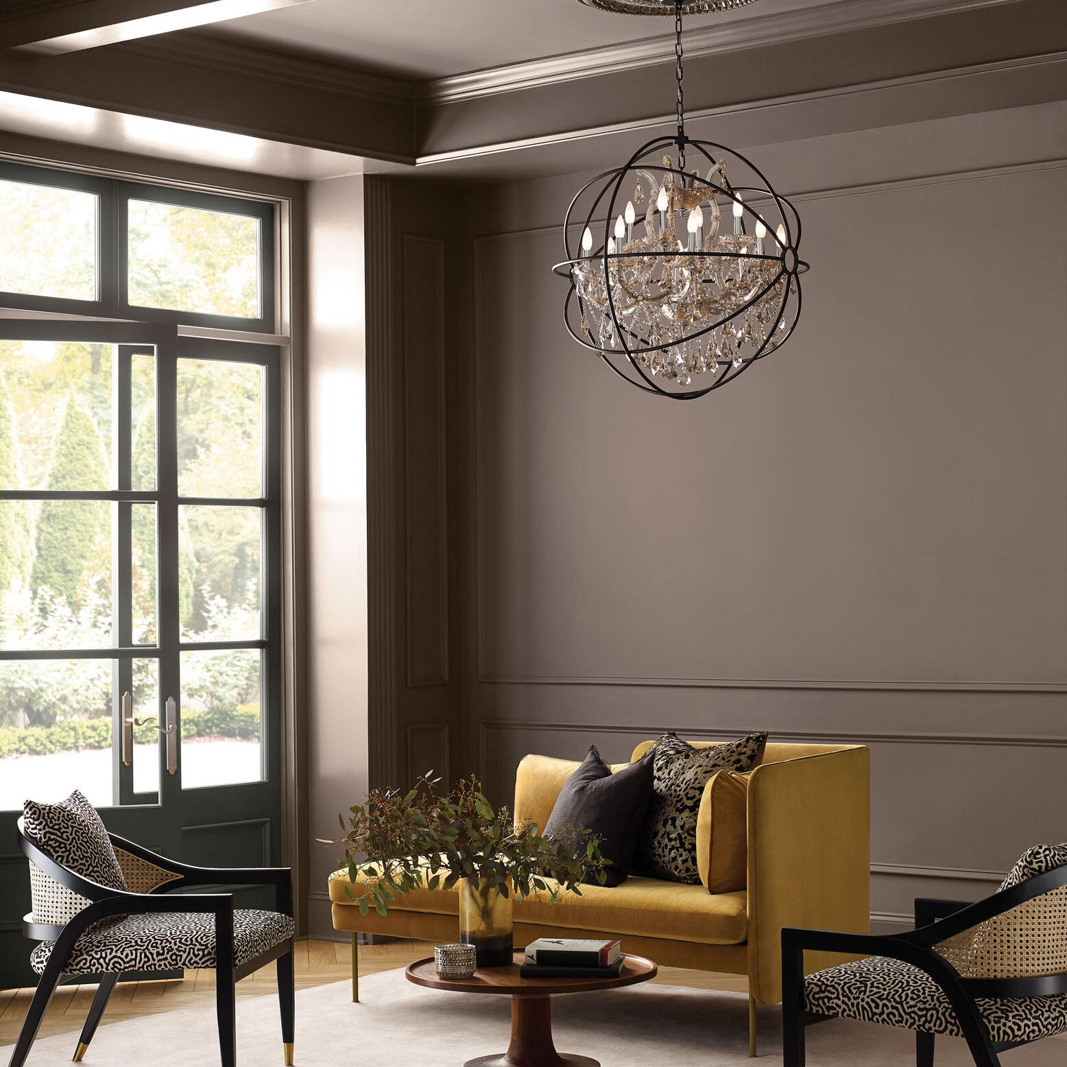 interior living room with brown paint